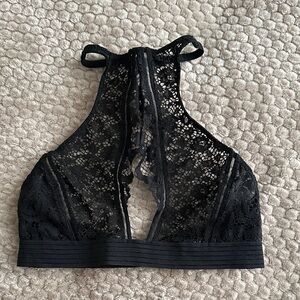 Elegant Black Lace Halter Bralette
